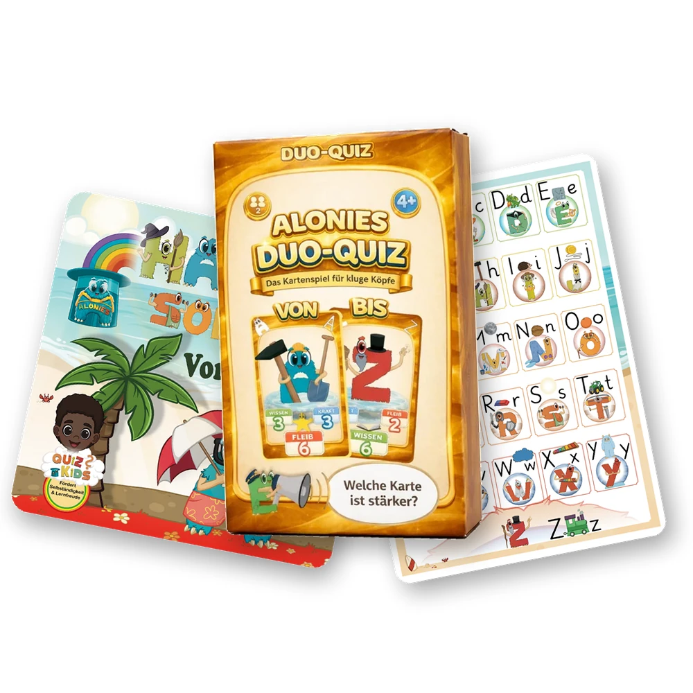 QuizKids Buch nach Wahl + Kartenspiel + Alphabetplakat